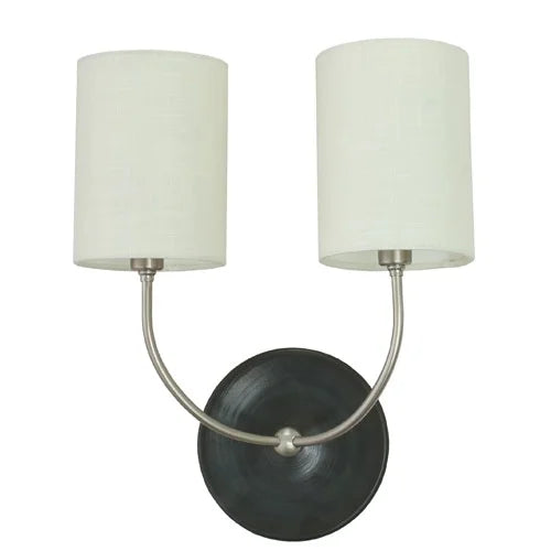 House of Troy Scatchard Stoneware Black Matte and Satin Nickel Double Wall Lamp