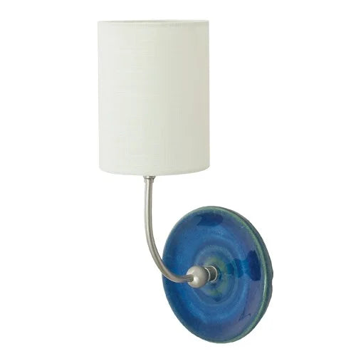 House of Troy Scatchard Stoneware Blue Gloss and Satin Nickel Wall Lamp