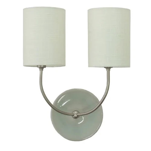 House of Troy Scatchard Stoneware Gray Gloss and Satin Nickel Double Wall Lamp