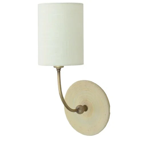 House of Troy Scatchard Stoneware Oatmeal and Antique Brass Wall Lamp
