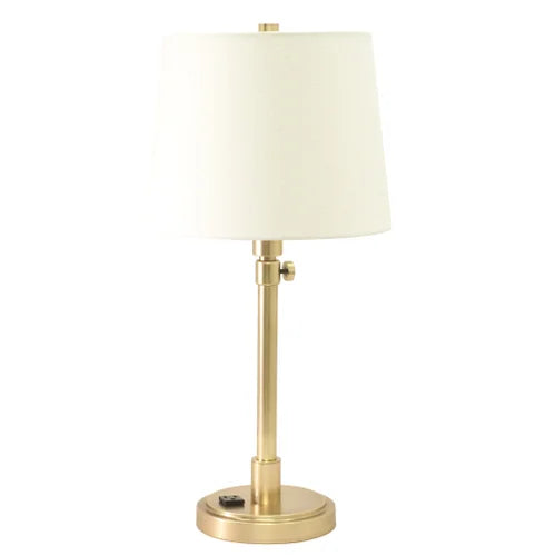 House of Troy Townhouse Adjustable Raw Brass Table Lamp with Convenience Outlet
