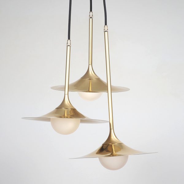 Intueri Light Bullarum 10" x 10" x (12" / 18") Brass or Copper Chandelier With Hand-Blowen Glass