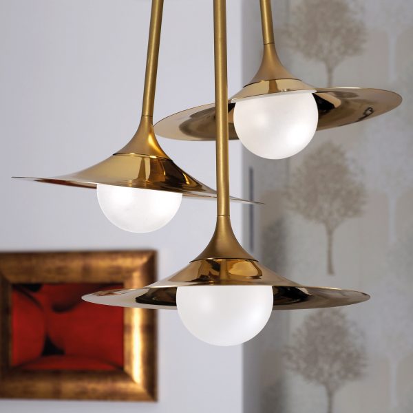 Intueri Light Bullarum 10" x 10" x (12" / 18") Brass or Copper Chandelier With Hand-Blowen Glass