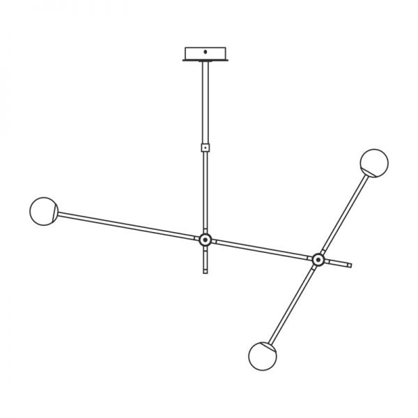 Intueri Light Bullarum 46" x 4" x (32" - 41") Brass or Copper Chandelier With Hand-Blowen Glass