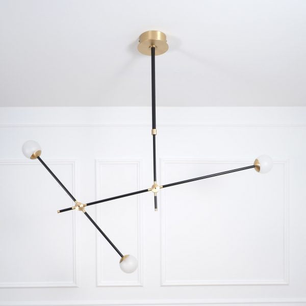 Intueri Light Bullarum 46" x 4" x (32" - 41") Brass or Copper Chandelier With Hand-Blowen Glass