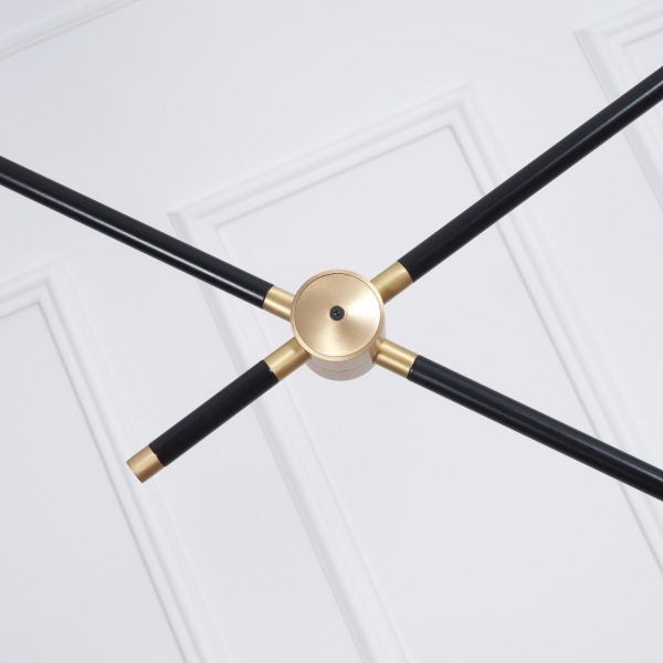 Intueri Light Bullarum 46" x 4" x (32" - 41") Brass or Copper Chandelier With Hand-Blowen Glass