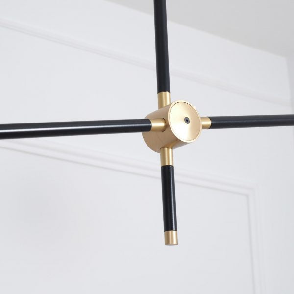 Intueri Light Bullarum 46" x 4" x (32" - 41") Brass or Copper Chandelier With Hand-Blowen Glass