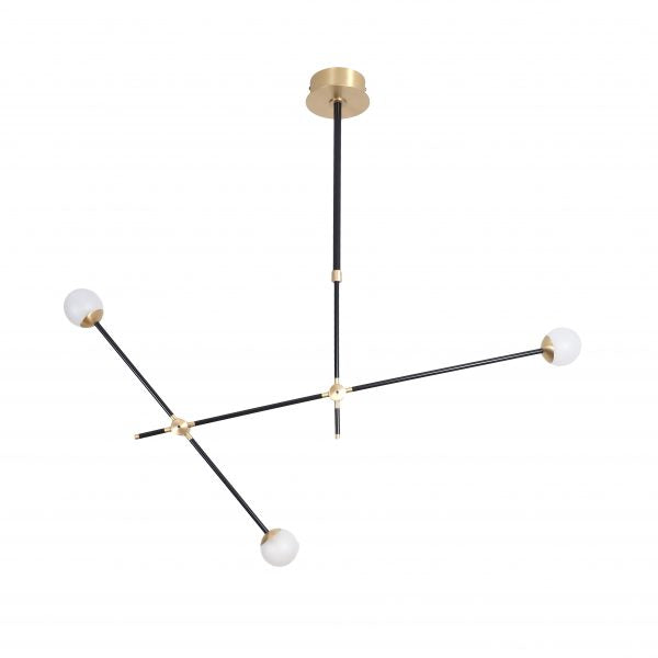 Intueri Light Bullarum 46" x 4" x (32" - 41") Brass or Copper Chandelier With Hand-Blowen Glass