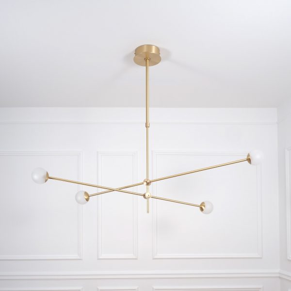 Intueri Light Bullarum 49" x 4" x (23" - 32") Brass or Copper Chandelier With Hand-Blowen Glass