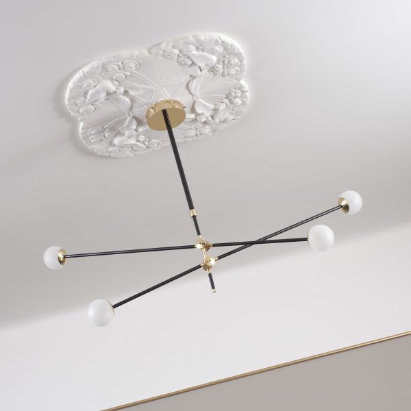 Intueri Light Bullarum 49" x 4" x (23" - 32") Brass or Copper Chandelier With Hand-Blowen Glass