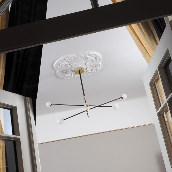 Intueri Light Bullarum 49" x 4" x (23" - 32") Brass or Copper Chandelier With Hand-Blowen Glass