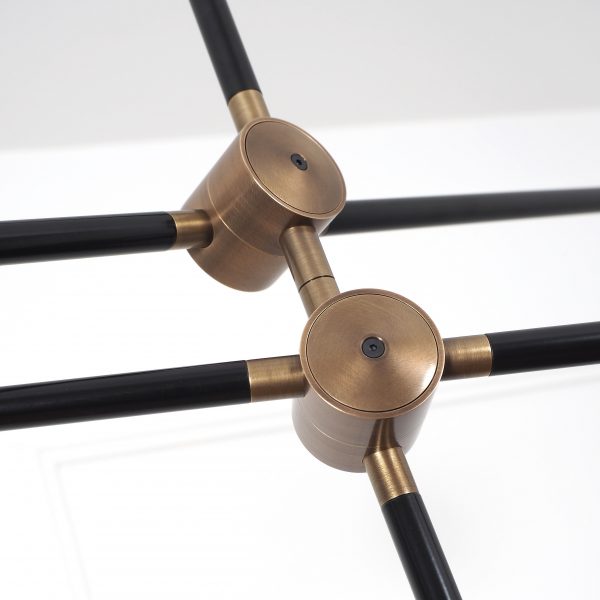 Intueri Light Bullarum 49" x 4" x (23" - 32") Brass or Copper Chandelier With Hand-Blowen Glass