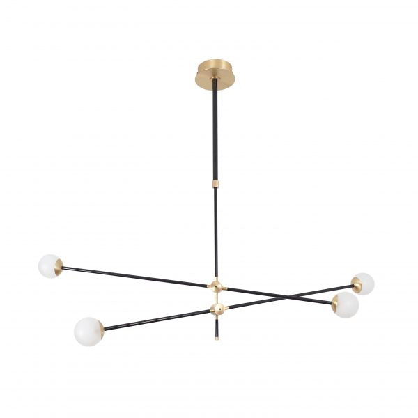 Intueri Light Bullarum 49" x 4" x (23" - 32") Brass or Copper Chandelier With Hand-Blowen Glass