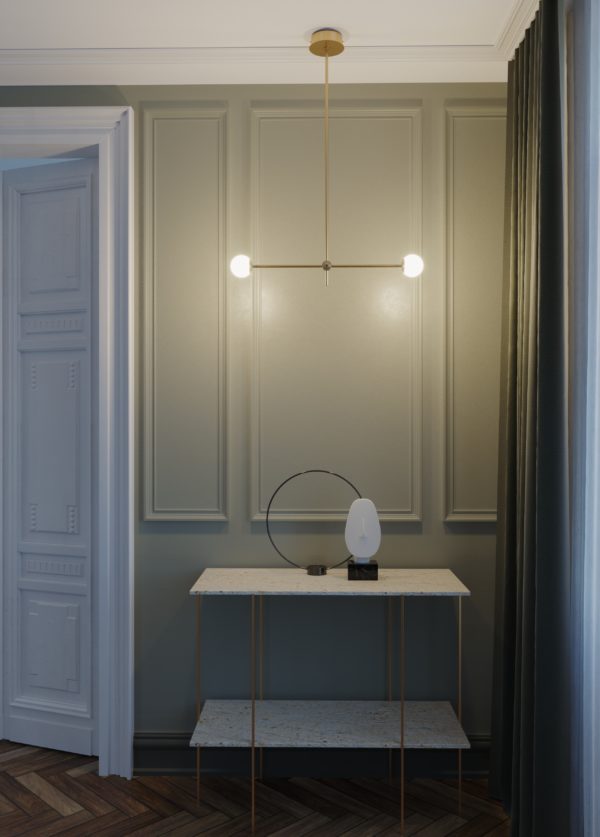 Intueri Light Bullarum Pure TS2 31" x 5" Brass Body, Glass Sphere