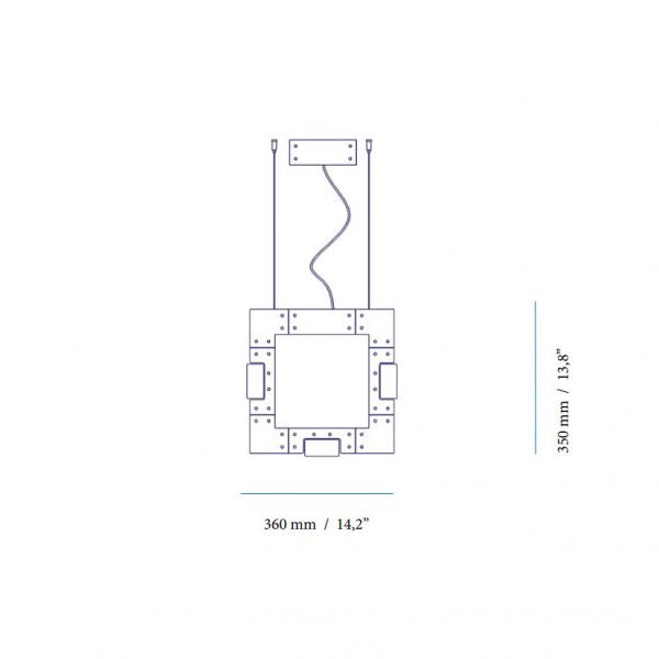Intueri Light Cubi Series 03.360 30" x 2" x 2" Brass or Steel body , Cast glass