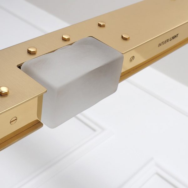 Intueri Light Cubi Series 03.645 25" x 3" x 22" Brass or Steel body , Cast glass