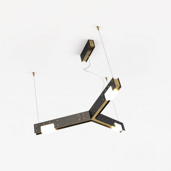 Intueri Light Cubi Series 03.645 25" x 3" x 22" Brass or Steel body , Cast glass