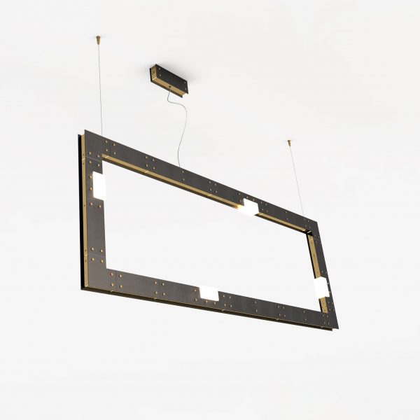 Intueri Light Cubi Series 04.1244 49" x 2" x 19" Brass or Steel body , Cast glass