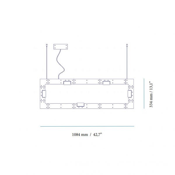 Intueri Light Cubi Series 05.1084 43" x 2" x 13" Brass or Steel body , Cast glass