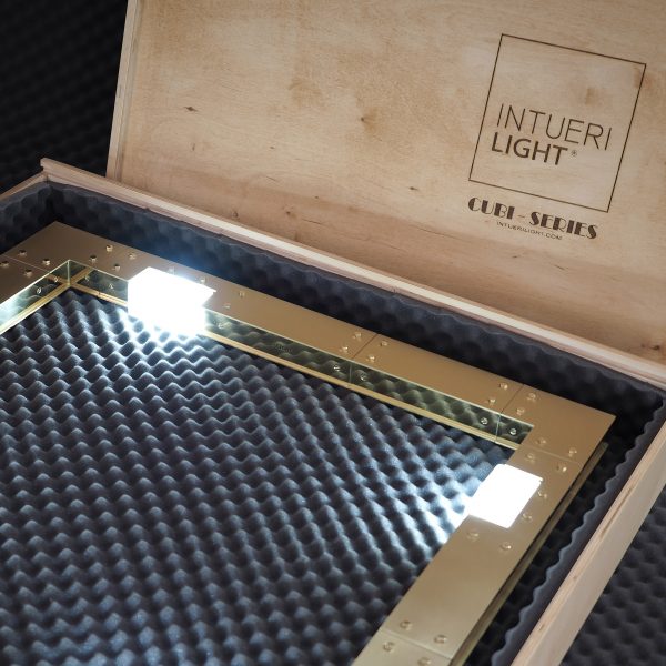 Intueri Light Cubi Series 08.1416 56" x 3" x 56" Brass or Steel body , Cast glass