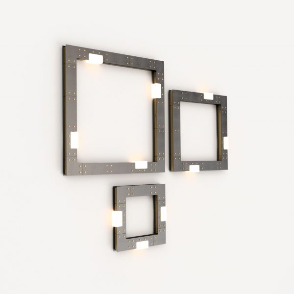 Intueri Light Cubi Series 10.1060 42" x 2" x 47" Brass or Steel body , Cast glass