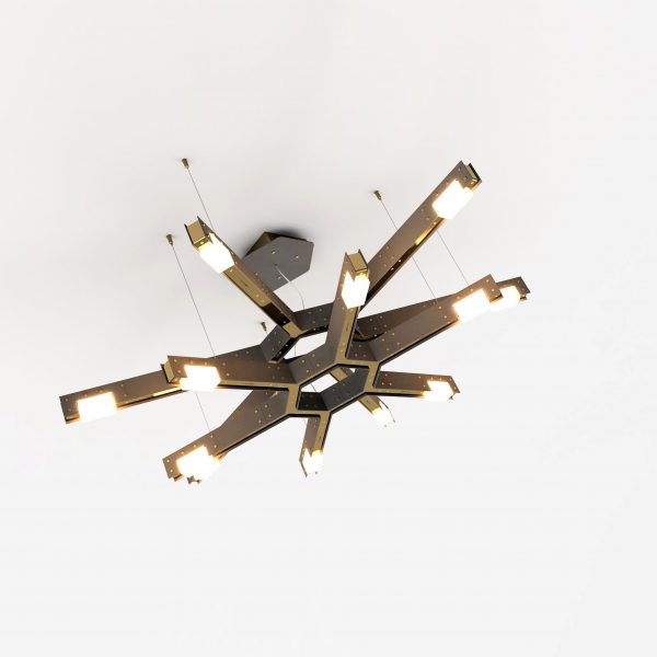 Intueri Light Cubi Series 12.1300 51" x 3" x 49" Brass or Steel body , Cast glass