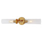 JVI Designs Alford Satin Brass 2-Light Wall Sconce With Cylinder-Shaped Clear Glass Shade
