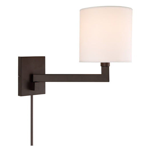 JVI Designs Allston Oil Rubbed Bronze 1-Light Large Wall Sconce With Rectangle-Shaped Fabric Shade