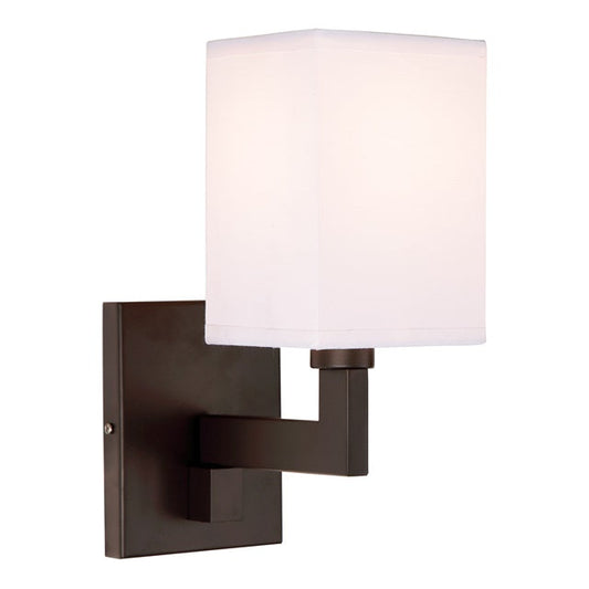 JVI Designs Allston Oil Rubbed Bronze 1-Light Small Wall Sconce With Rectangle-Shaped Fabric Shade