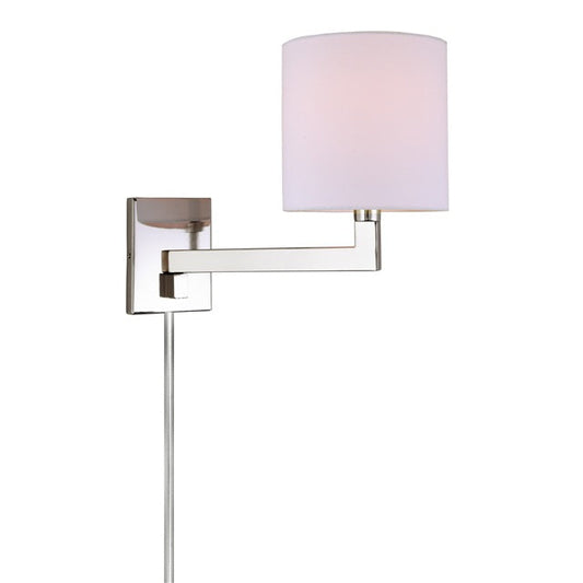 JVI Designs Allston Polished Nickel 1-Light Large Wall Sconce With Rectangle-Shaped Fabric Shade