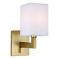 JVI Designs Allston Satin Brass 1-Light Small Wall Sconce With Rectangle-Shaped Fabric Shade