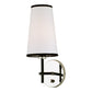 JVI Designs Bellevue Polished Nickel & Black 1-Light Wall Sconce With Cone-Shaped Fabric Shade