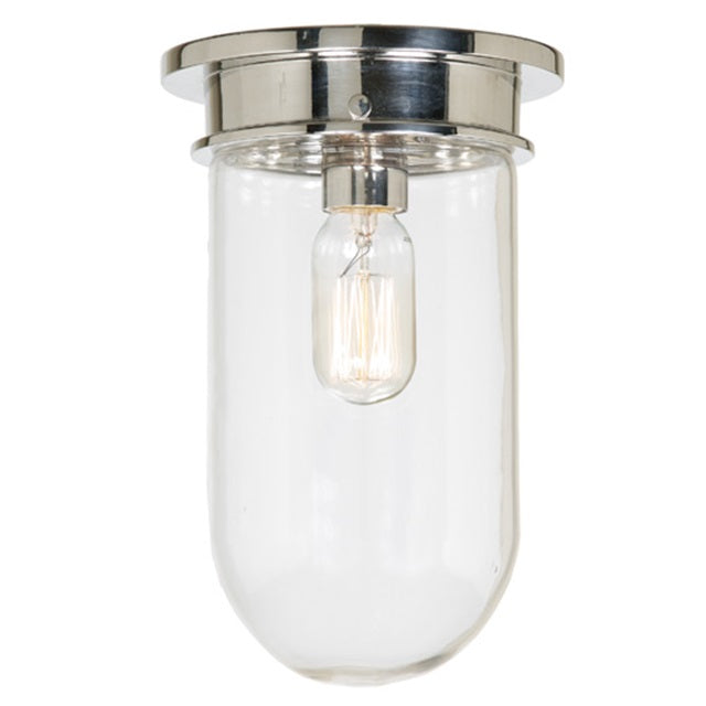 JVI Designs Boston Oil Rubbed Bronze Mini Flush Mount Lighting With Clear Mouth Blown Glass Shade