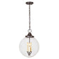 JVI Designs Boston Polished Nickel 18" Hanging Pendant Lighting With Globe-Shaped Clear Glass