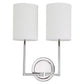 JVI Designs Elliot Polished Nickel 2-Light Wall Sconce With Cylinder-Shaped White Fabric Shade