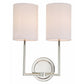 JVI Designs Elliot Polished Nickel 2-Light Wall Sconce With Cylinder-Shaped White Fabric Shade