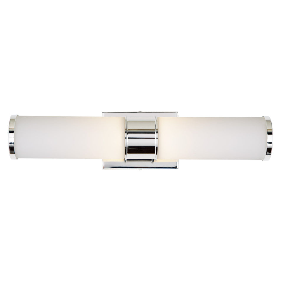 JVI Designs Fairview Polished Nickel 2-Light Wall Sconce With Cylinder-Shaped White Glass Shade