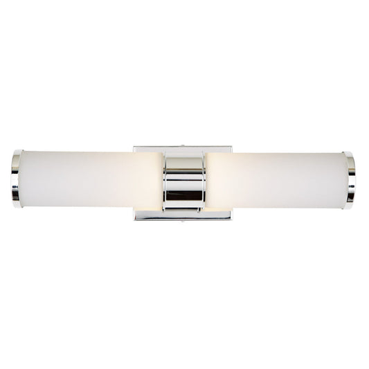 JVI Designs Fairview Polished Nickel 2-Light Wall Sconce With Cylinder-Shaped White Glass Shade