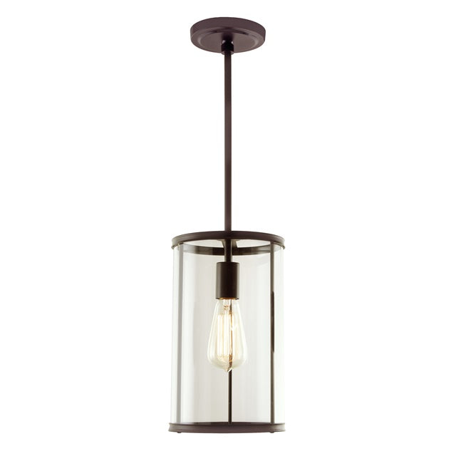 JVI Designs Gramercy Oil Rubbed Bronze 1-Light Hanging Pendant Lighting With Cylinder Clear Glass Shade