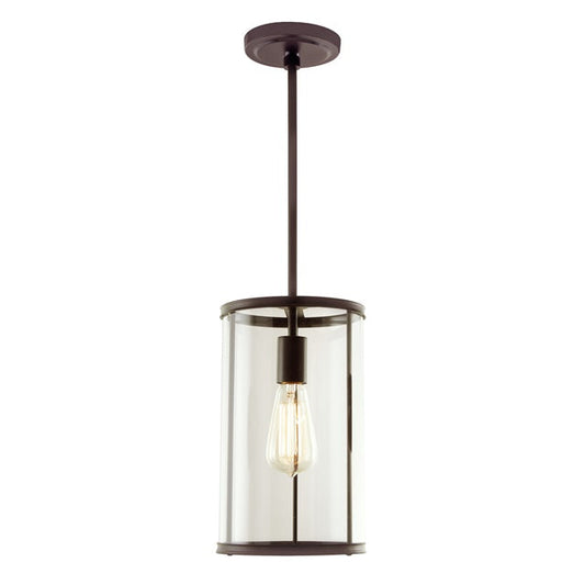 JVI Designs Gramercy Oil Rubbed Bronze 1-Light Hanging Pendant Lighting With Cylinder Clear Glass Shade