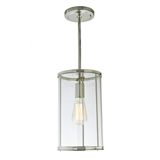 JVI Designs Gramercy Polished Nickel 1-Light Hanging Pendant Lighting With Cylinder Clear Glass Shade