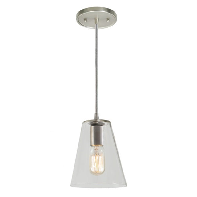 JVI Designs Grand Central Gun Metal 1-Light Hanging Pendant Lighting With Cone-Shaped Clear Glass Shade