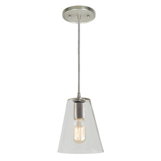 JVI Designs Grand Central Oil Rubbed Bronze 1-Light Hanging Pendant Lighting With Cone-Shaped Clear Glass Shade