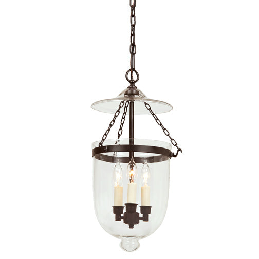 JVI Designs Hundi Oil Rubbed Bronze Medium Hanging Lantern With Clear Bell Jar Glass