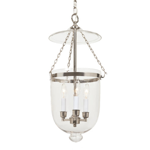 JVI Designs Hundi Polished Nickel Medium Hanging Lantern With Clear Bell Jar Glass