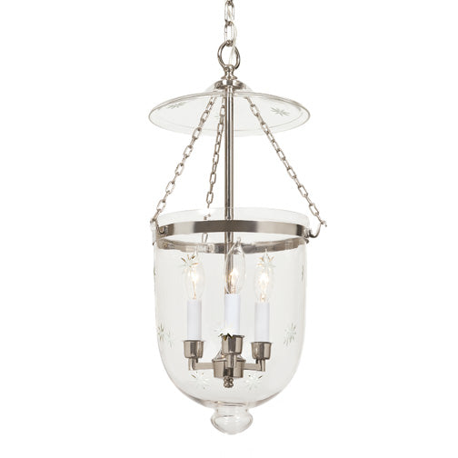 JVI Designs Hundi Polished Nickel Medium Hanging Lantern With Star Bell Jar Glass