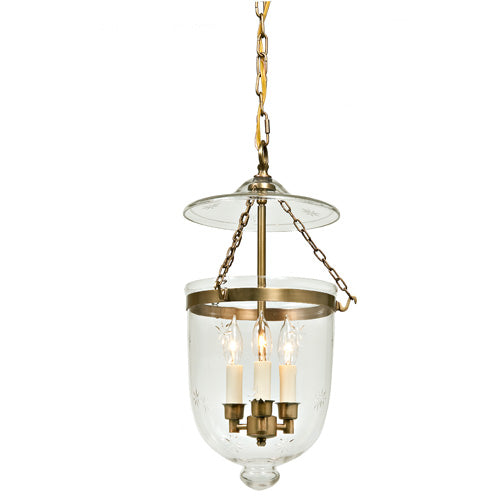 JVI Designs Hundi Satin Brass Medium Hanging Lantern With Star Bell Jar Glass