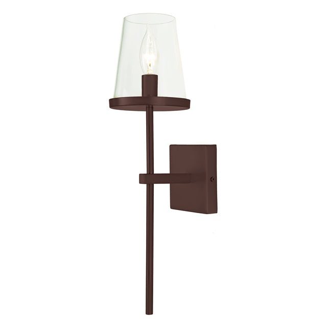 JVI Designs Kent Oil Rubbed Bronze 1-Light Wall Sconce With Cone-Shaped Clear Glass Shade
