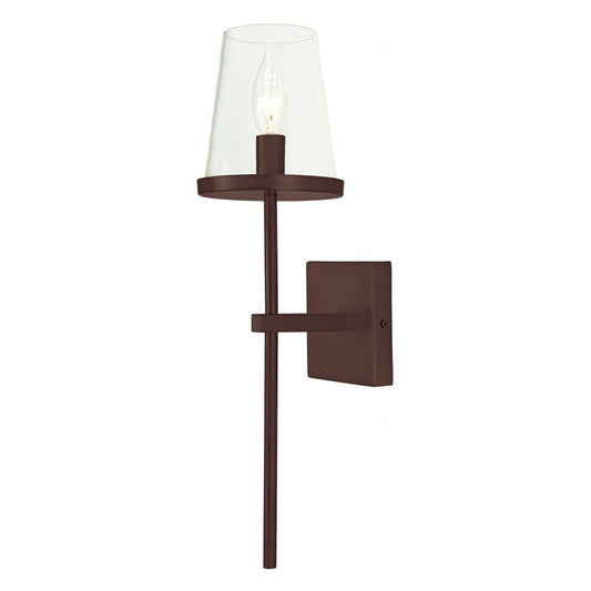 JVI Designs Kent Oil Rubbed Bronze 1-Light Wall Sconce With Cone-Shaped Clear Glass Shade