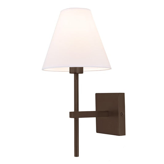 JVI Designs Kent Oil Rubbed Bronze 1-Light Wall Sconce With Cone-Shaped Fabric Shade